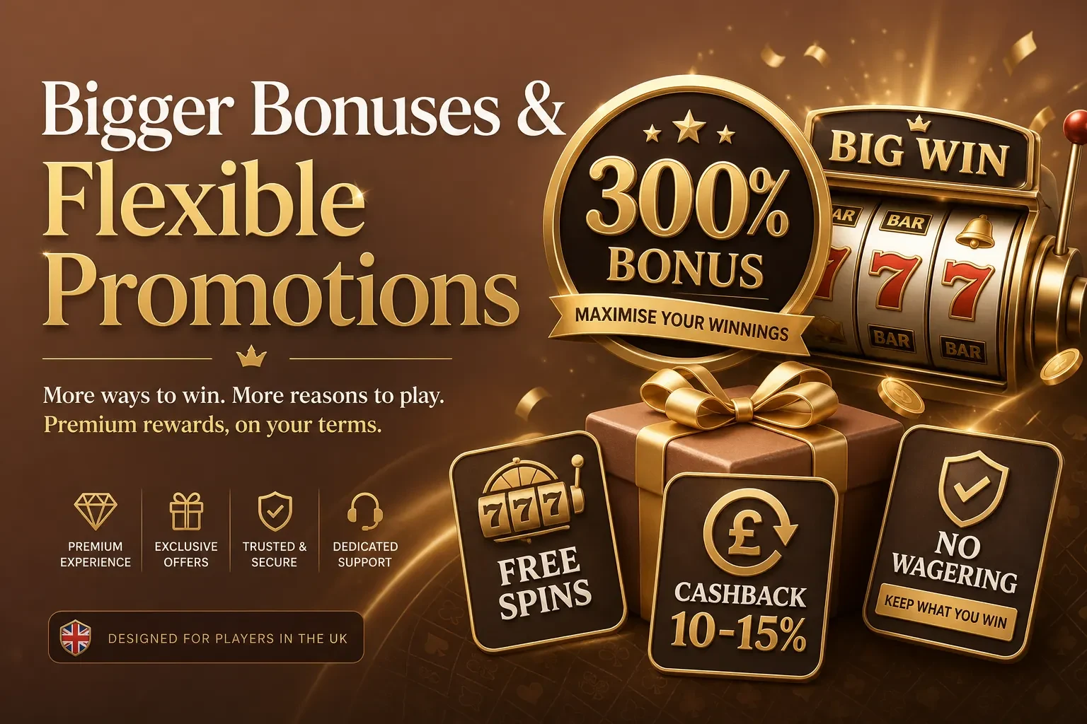 Bonus and promotion types at non-GamStop casinos: match bonus, free spins, cashback and no-wagering offers